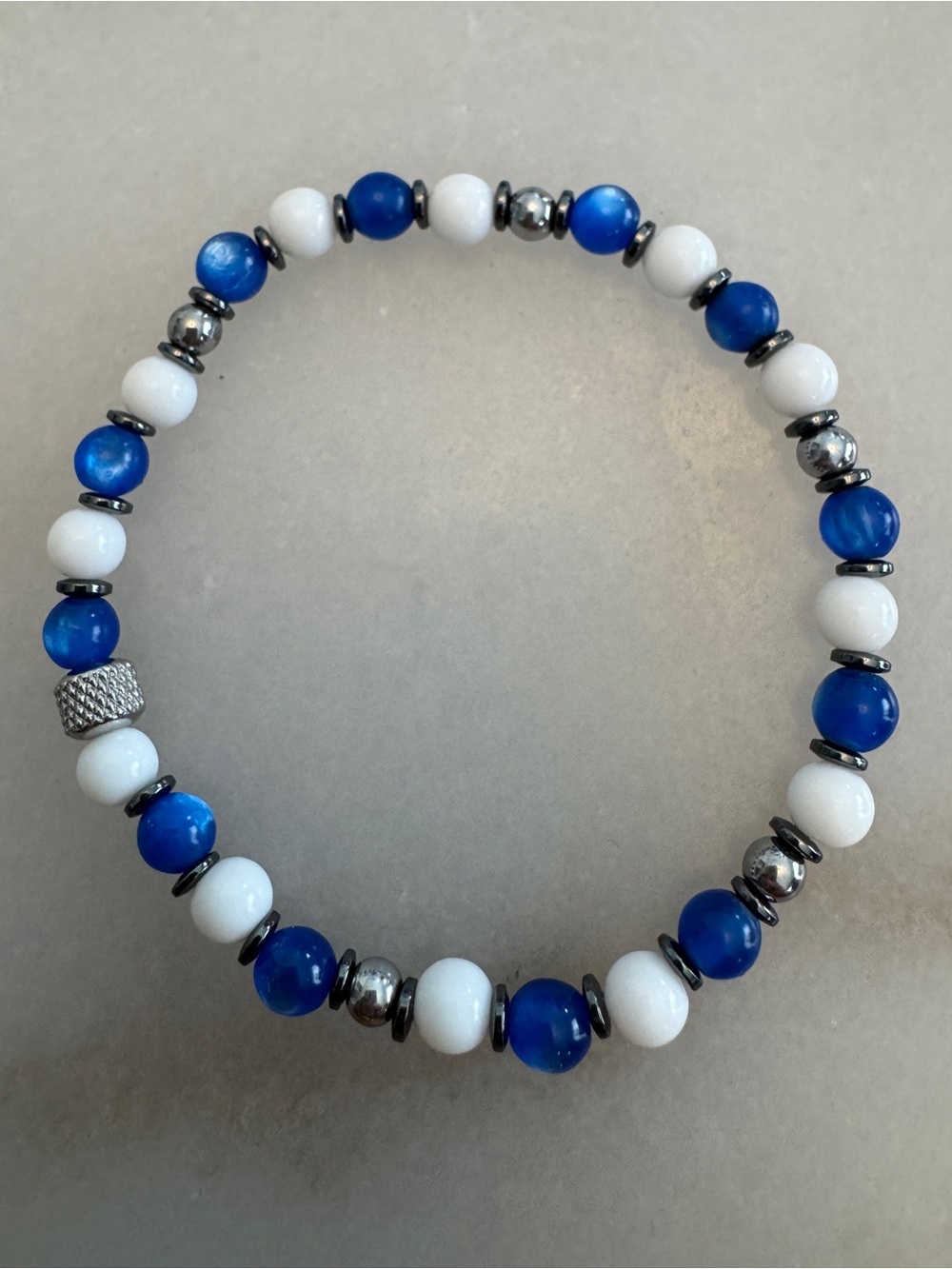 Indianapolis Colts Blue and White Beaded Stretch Bracelet